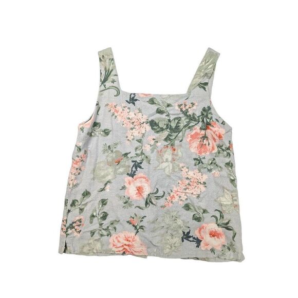 Mango Causal Women's Blue with Roses Summer Top Size M - Picture 2 of 4